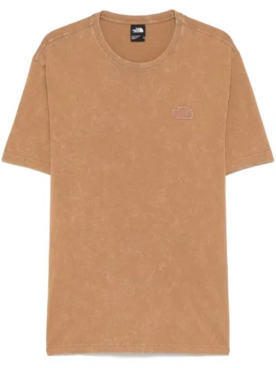 The North Face Crew Neck T-shirt In Brown With Logo In White