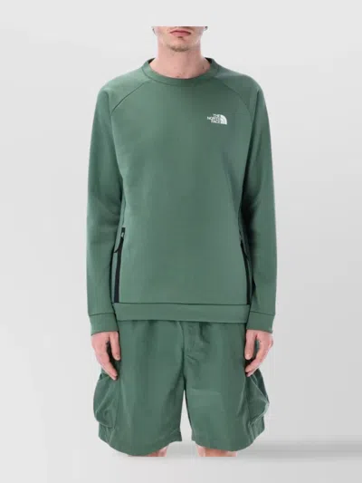 The North Face Crewneck Sweater With Zippered Pocket In Green
