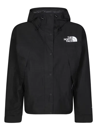 The North Face Cropped Hooded Embroidered Logo Jacket In Black