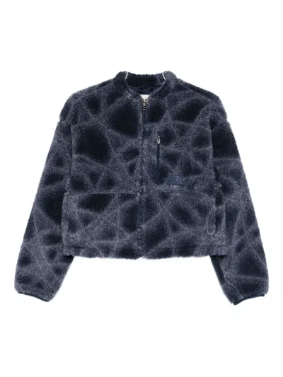 The North Face Womens Summit Navy Sun Halos P Ex Pile Logo-embroidered Fleece Jacket Xs In Blue