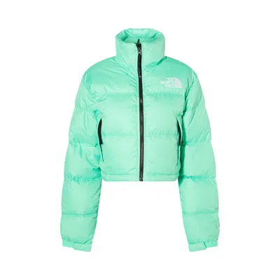 Pre-owned The North Face Cropped Nuptse Jacket 'chlorophyll Green'
