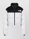 The North Face Cropped Nuptse Puffer High Collar Coat In Black
