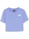 The North Face Womens Cropped Slim-fit Cotton-jersey T-shirt Medium Blue Xs In Blue