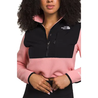 The North Face Denali Water Repellent Crop Jacket In Shady Rose/tnf Black