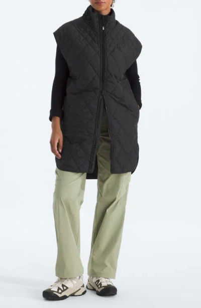 The North Face Diamond Peak Water Repellent Quilted Long Vest In Black