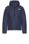 The North Face Down Hooded Jacket In Blue