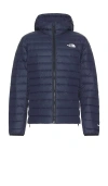 The North Face Down Hooded Jacket In Blue