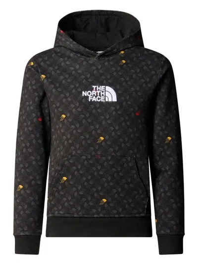 The North Face Kids' Logo-embroidered Cotton Hoodie In Black
