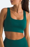 The North Face Dune Sky Scoop Sports Bra In Deep Nori