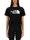 The North Face Black Cotton Cropped T Shirt With Logo In Black