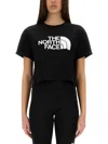 The North Face Black Cotton Cropped T Shirt With Logo In Black