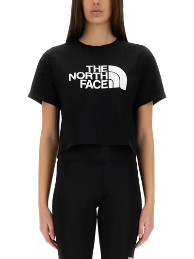 The North Face "easy" Short Waist T Shirt In Black