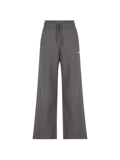 The North Face Embroidered Logo Wide-leg Trousers In Gray