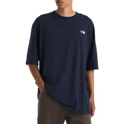 The North Face Essential Oversize Cotton T-shirt In Blue