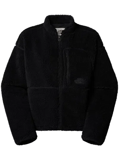The North Face Plush Textured Pile Jacket With High Collar In Black