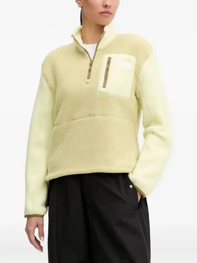 The North Face Fleece-texture Quarter-zip Sweatshirt In Yellow