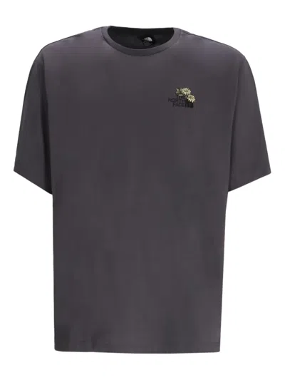 The North Face Floral-detail Cotton T-shirt In Gray