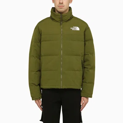 THE NORTH FACE THE NORTH FACE FOREST GREEN NYLON DOWN JACKET WITH LOGO