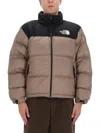 The North Face Beige And Black Short Down Jacket With Logo  In Brown