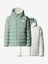 The North Face Girls Reversible Perrito Hooded Jacket In Green