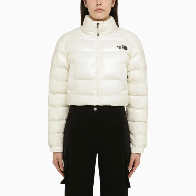 The North Face Glossy White Cropped Nylon Down Jacket