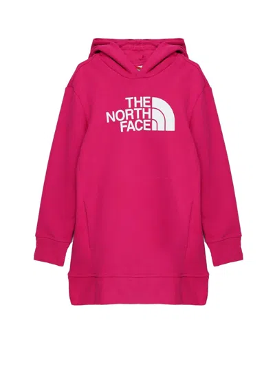 The North Face Graphic Relaxed Hoodie For Girls In Fuchsia