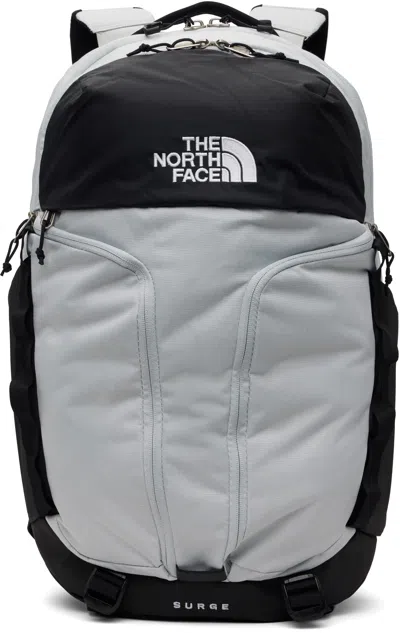 The North Face Gray & Black Surge Backpack In Tin Grey /blk 51s
