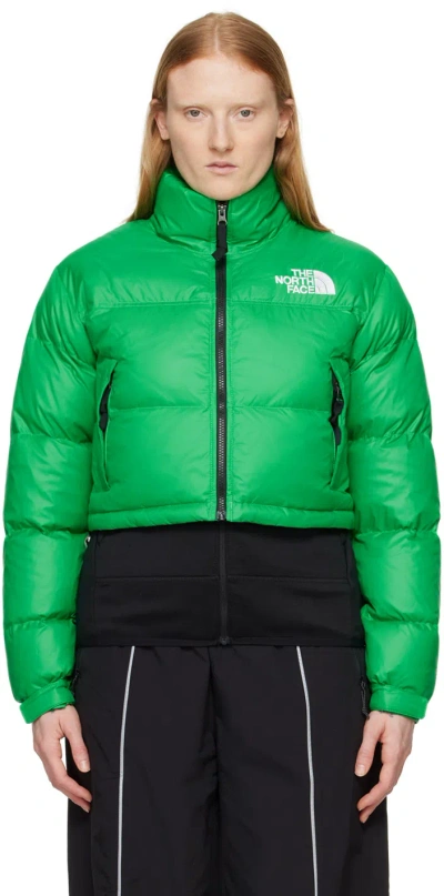 The North Face Green Nuptse Short Down Jacket In Po8 Optic Emerald