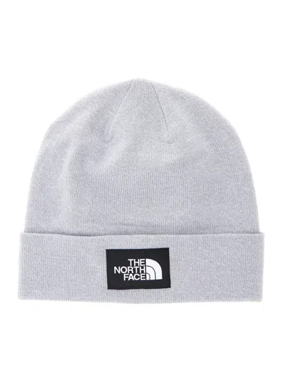 The North Face Grey Textured Logo Beanie Hat In Gold