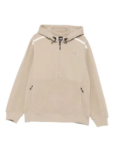 The North Face Half-zip Pullover Sweater With Adjustable Hood In Brown