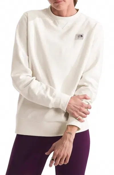 The North Face Heritage Patch Crewneck Sweatshirt In White Dune In Neutral