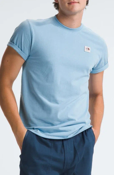 The North Face Heritage Patch Heathered T-shirt In Steel Blue Heather