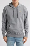 The North Face Heritage Patch Recycled Cotton Blend Hoodie In Medium Grey Heather/heritage