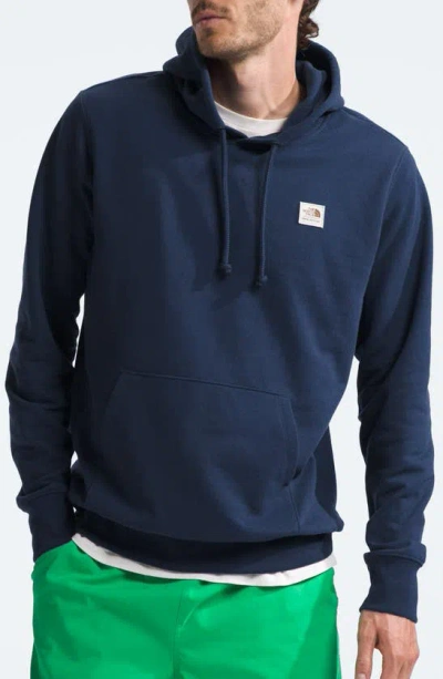 The North Face Heritage Patch Recycled Cotton Blend Hoodie In Summit Navy/ Tnf White