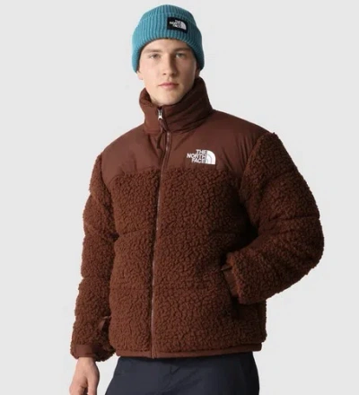 Pre-owned The North Face High Pile Nuptse Jacket Sherpa Down Insulated Dark Oak Red/brown
