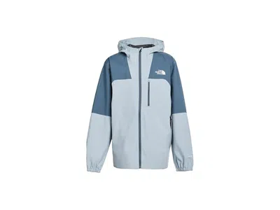 The North Face Hike Packable Shell (little Kid/big Kid) Boy's Coat Frost Grey/granite Grey : Md (10 Big Kid), Nylon In Blue