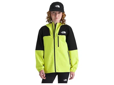 The North Face Hike Packable Shell (little Kid/big Kid) Boy's Coat Tnf Black/fizz Lime : Xl (14-16 Big Kid), Nylon In Green