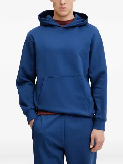 The North Face Hooded Logo-embroidery Hoodie In Blue