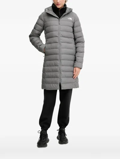 The North Face Hooded Quilted Coat In Gray