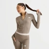 The North Face Inc Women's Ribbed Long-sleeve Full-zip Top In Cavern Grey