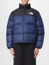 The North Face Padded High-collar Down Jacket With Detachable Hood In Blue
