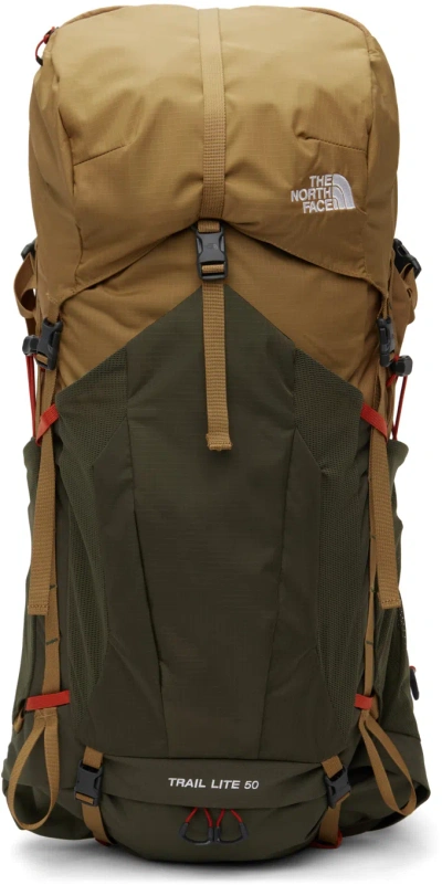 The North Face Khaki & Beige Trail Lite 50 Backpack In Orv Utility Brown/ne