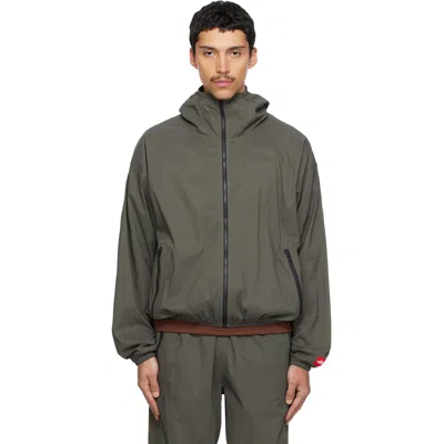 The North Face Khaki Tnf Red Box Packable Hooded Wind Jacket In Green