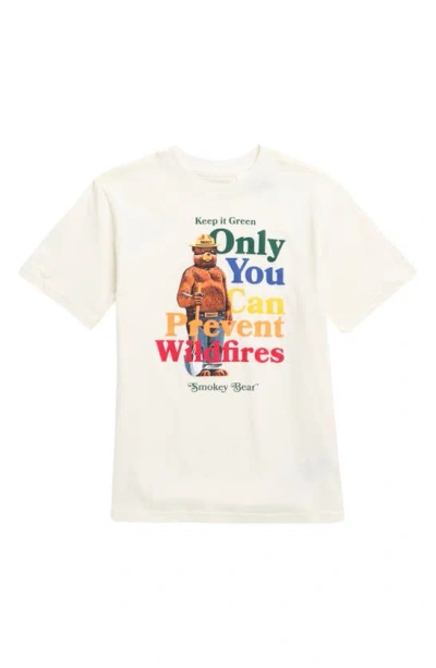 The North Face Kids' Adventure Cotton Graphic T-shirt In White Dune/ Smokey The Bear