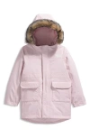 The North Face Kids' Arctic Waterproof 550-fill Power Down Parka With Faux Fur Trim In Pink
