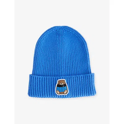 The North Face Kids Embroidered-bear Knitted Beanie Active Blue/nup