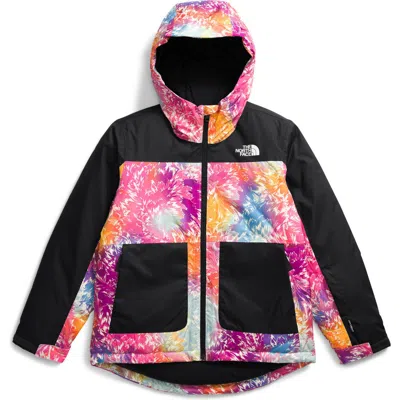 The North Face Kids' Freedom Waterproof Insulated Hooded Jacket In Radiant Poppy Blowing Wind