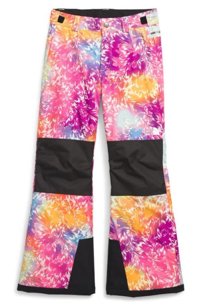 The North Face Kids' Freedom Waterproof Insulated Pants In Radiant Poppy Blowing Wind