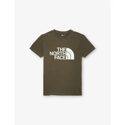 The North Face W Taupe Green Kids' Logo-print Relaxed-fit Cotton-jersey T-shirt Xl In Brown