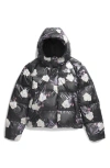 The North Face Kids' North 600-fill-power Down Hooded Jacket In Tnf Black Winter Flowers/foil